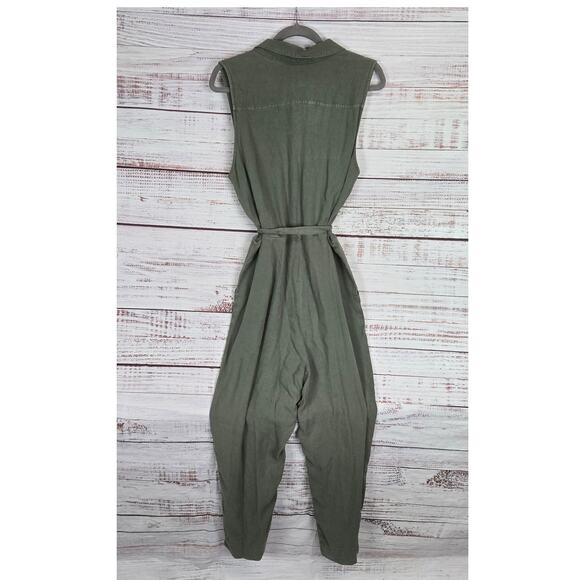 Splendid Helena Crop Jumpsuit Moss XL Moss Green Lagenlook Soft Lightweight NWT - Picture 4 of 16